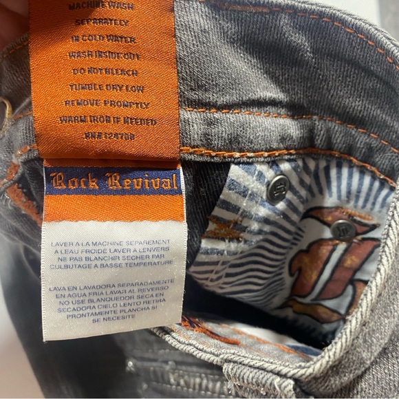 Rock Revival Gray Wash Celine Embroidered Heavy Stitching Skinny Jeans Size 30 - Picture 11 of 13